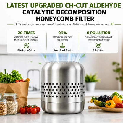 Stainless steel honeycomb filter for kitchen odor elimination and food freshness, eco-friendly design
