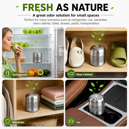 Stainless steel odor absorber for fridge, shoe cabinet, wardrobe, and car – fresh as nature