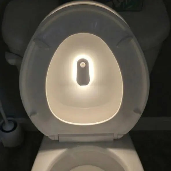 Smart toilet night light with motion sensor, illuminating bowl for nighttime use
