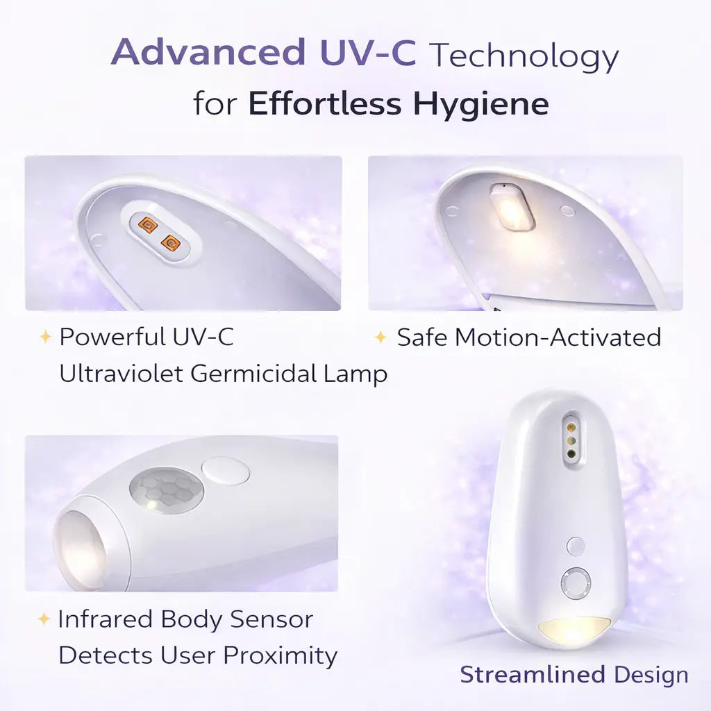 UV-C germicidal lamp with motion sensor and sleek design for hygiene